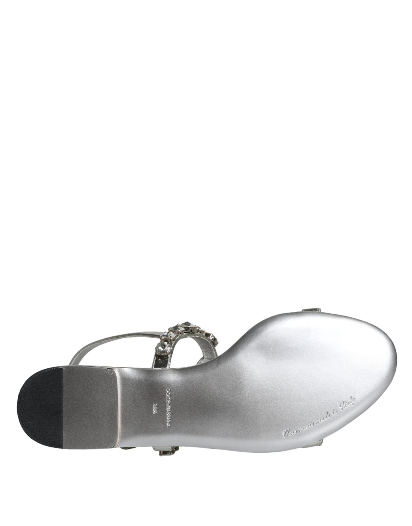 Sandalias planas con cristales plateados de Dolce &amp; Gabbana, chanclas y zapatos