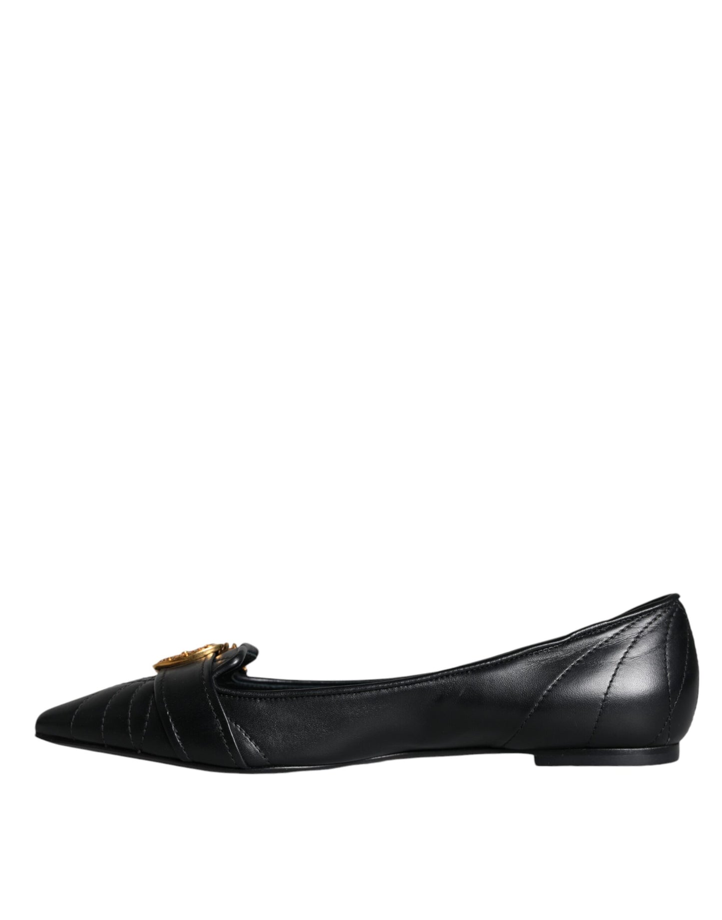 Zapatos planos puntiagudos de cuero Devotion en color negro de Dolce &amp; Gabbana