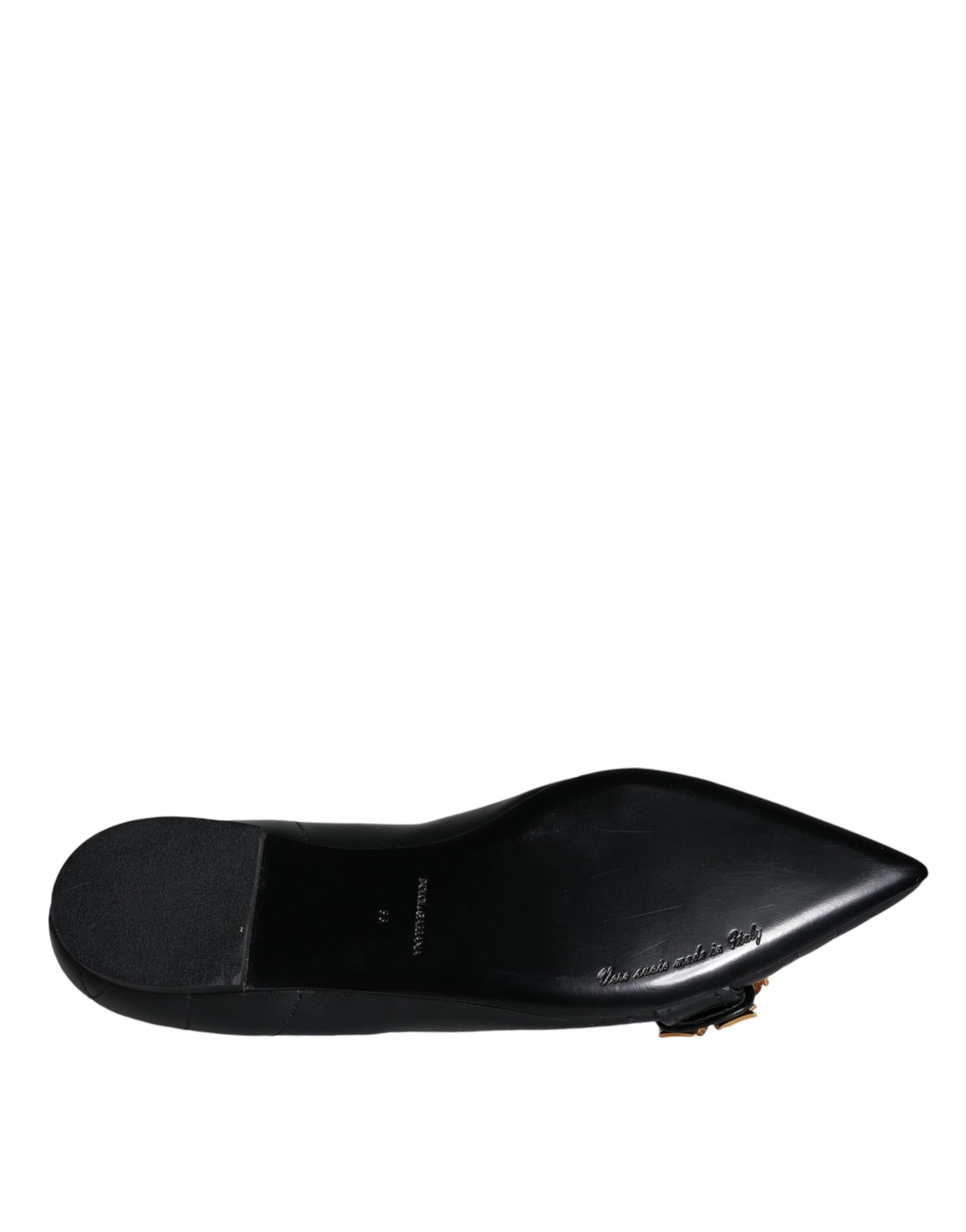 Zapatos planos puntiagudos de cuero Devotion en color negro de Dolce &amp; Gabbana