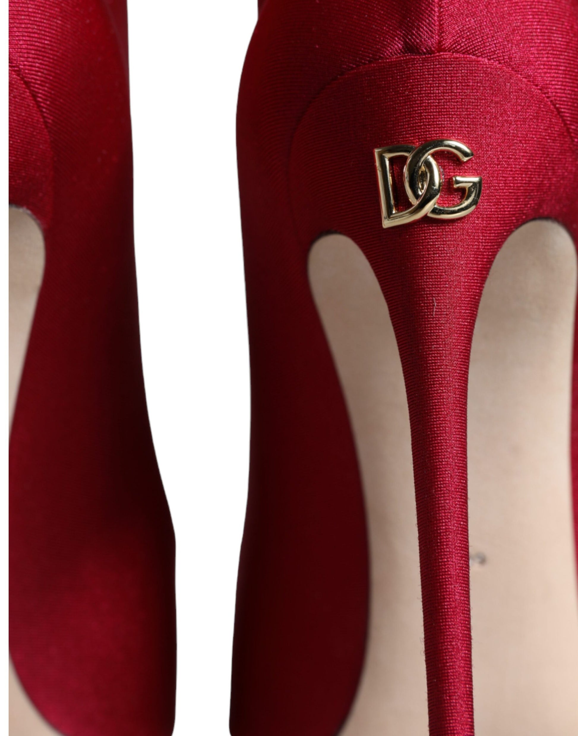 Zapatos tipo botín con tacón de aguja elástico en rojo cereza de Dolce &amp; Gabbana