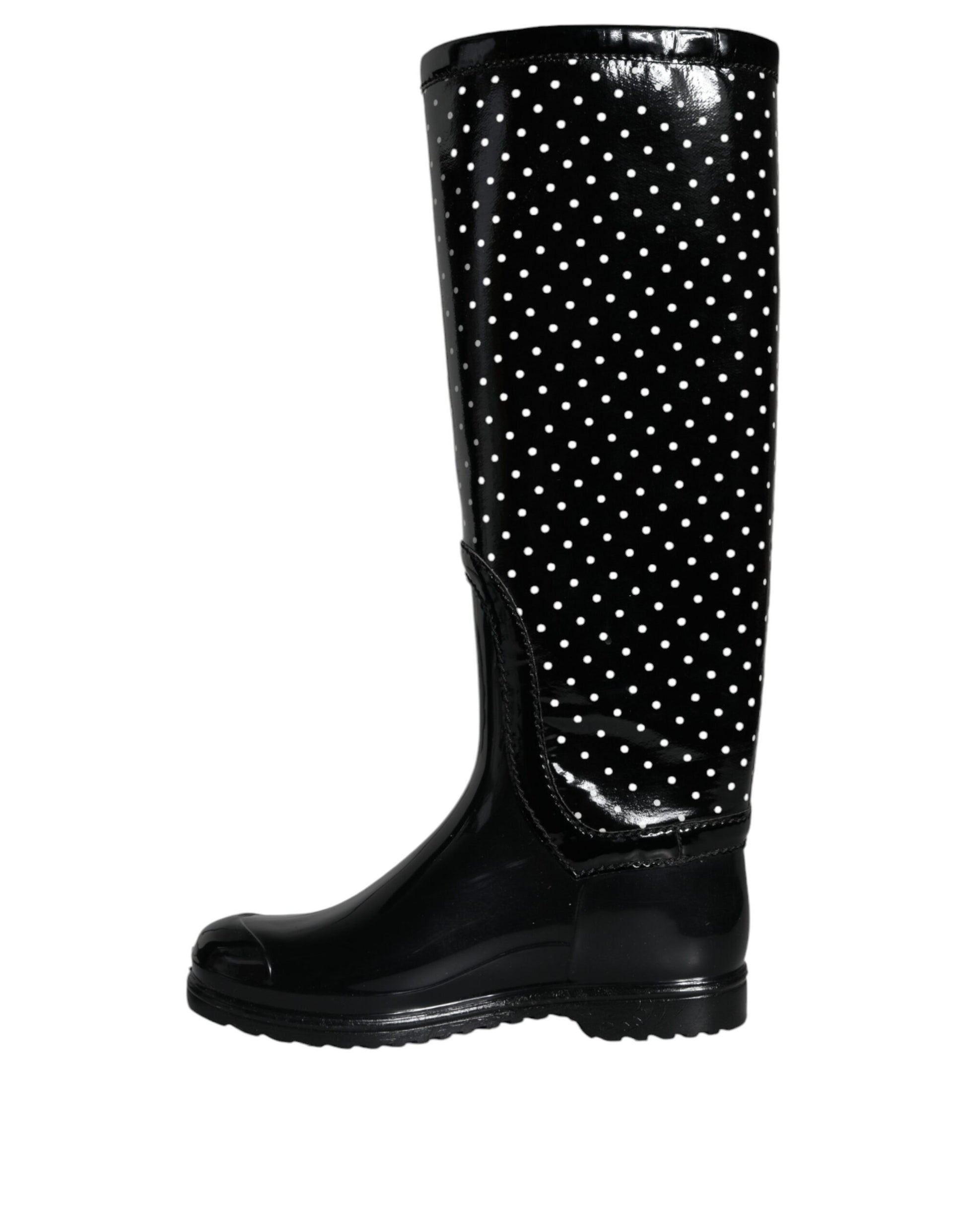 Botas altas hasta la rodilla de goma con lunares negros de Dolce &amp; Gabbana