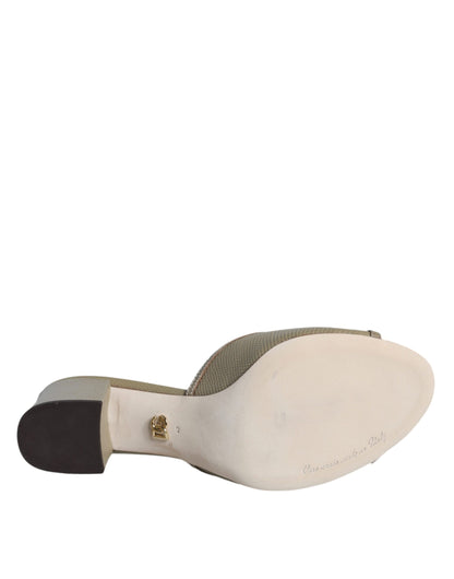 Dolce & Gabbana Beige DG Amore Slip On Heels Sandals Shoes