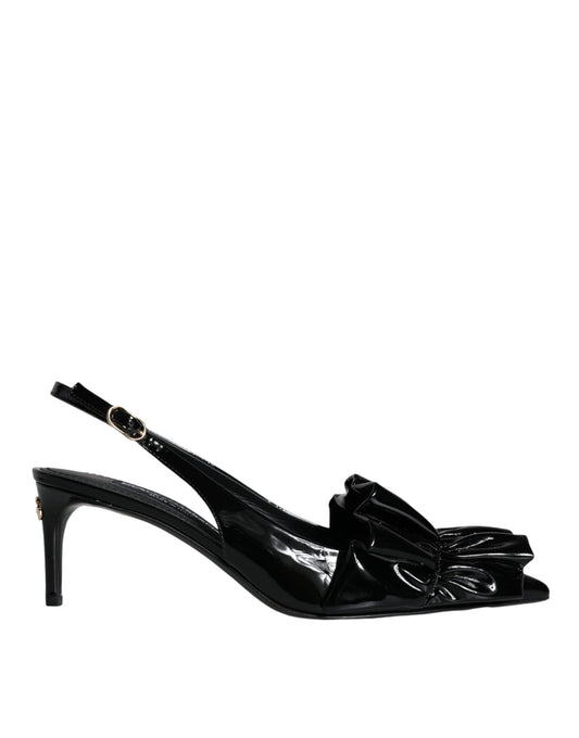 Zapatos de tacón con tiras cruzadas en la parte posterior de charol negro de Dolce & Gabbana