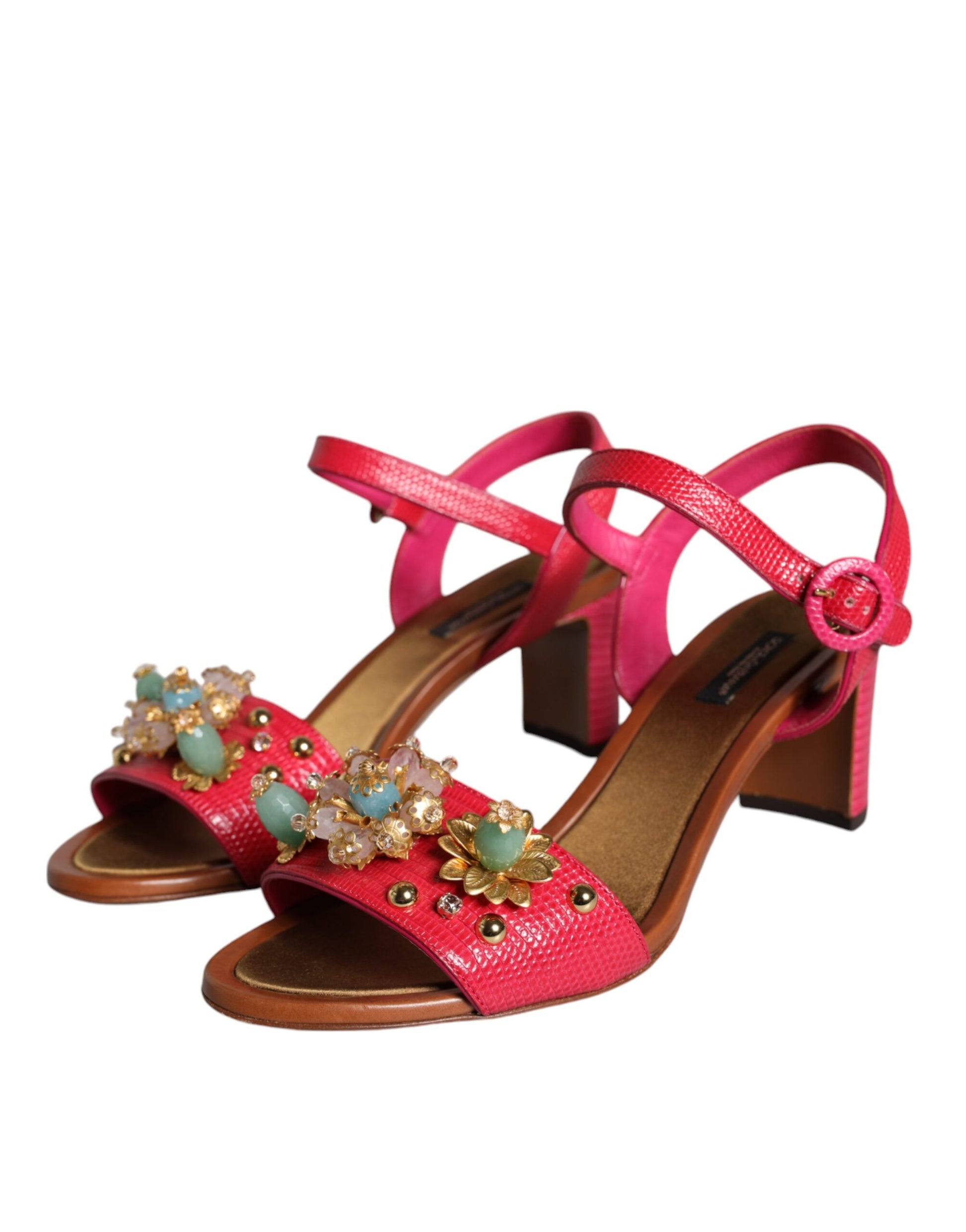 Sandalias Keira con adornos de piel fucsia de Dolce &amp; Gabbana