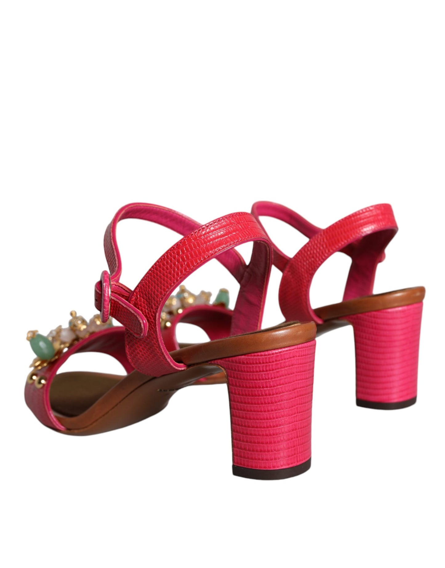 Sandalias Keira con adornos de piel fucsia de Dolce &amp; Gabbana