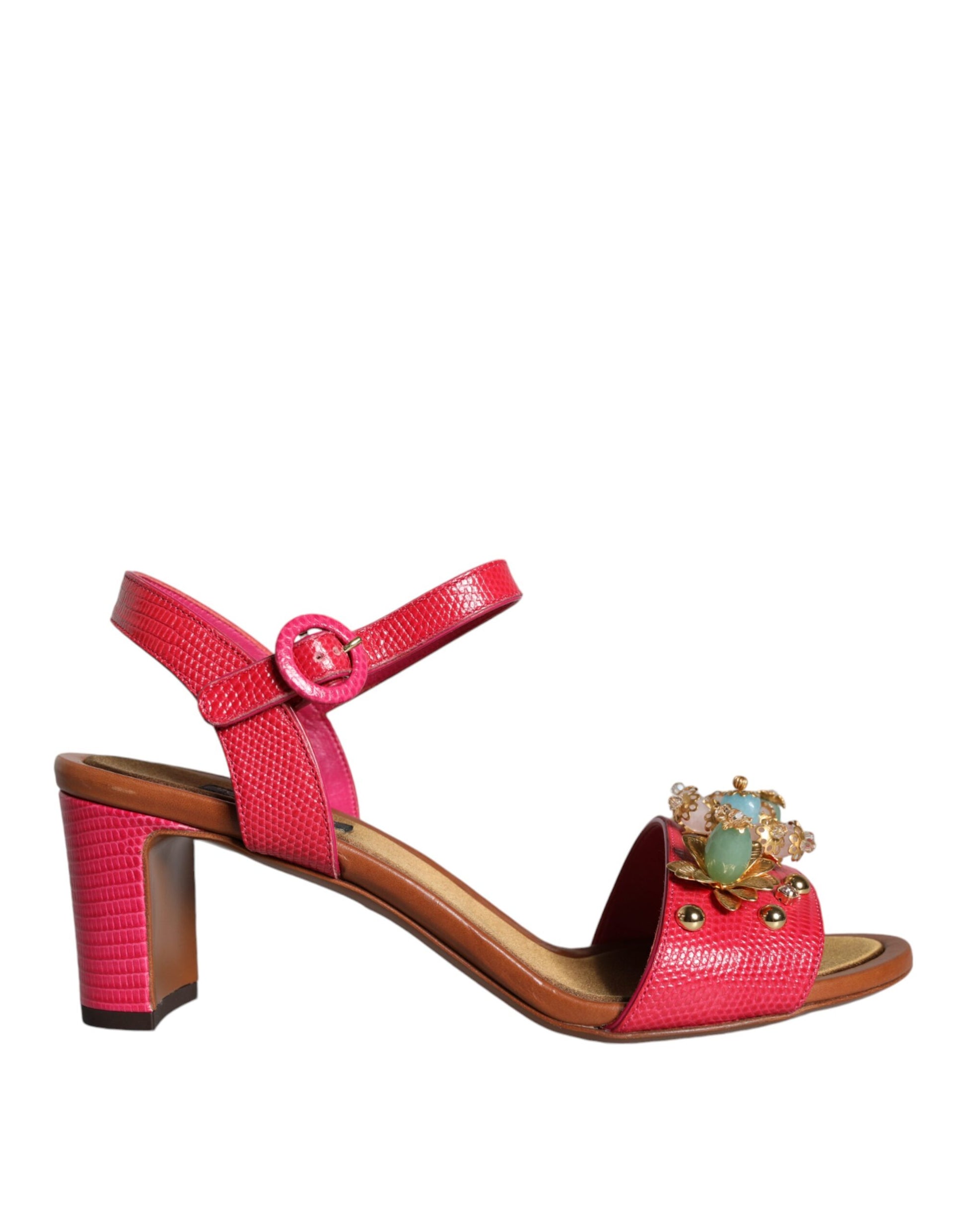 Sandalias Keira con adornos de piel fucsia de Dolce &amp; Gabbana