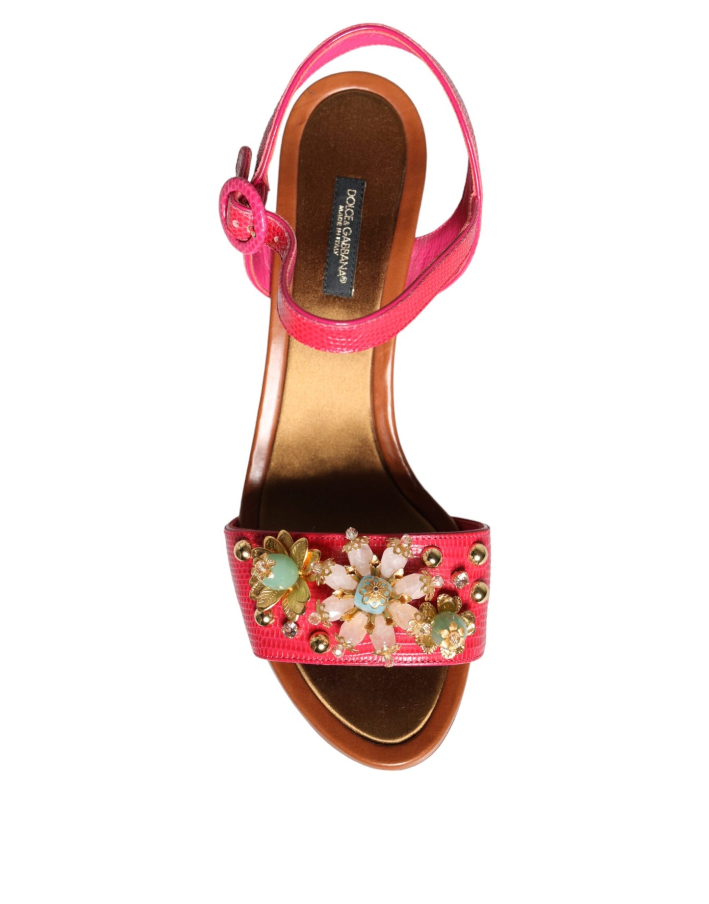 Sandalias Keira con adornos de piel fucsia de Dolce &amp; Gabbana