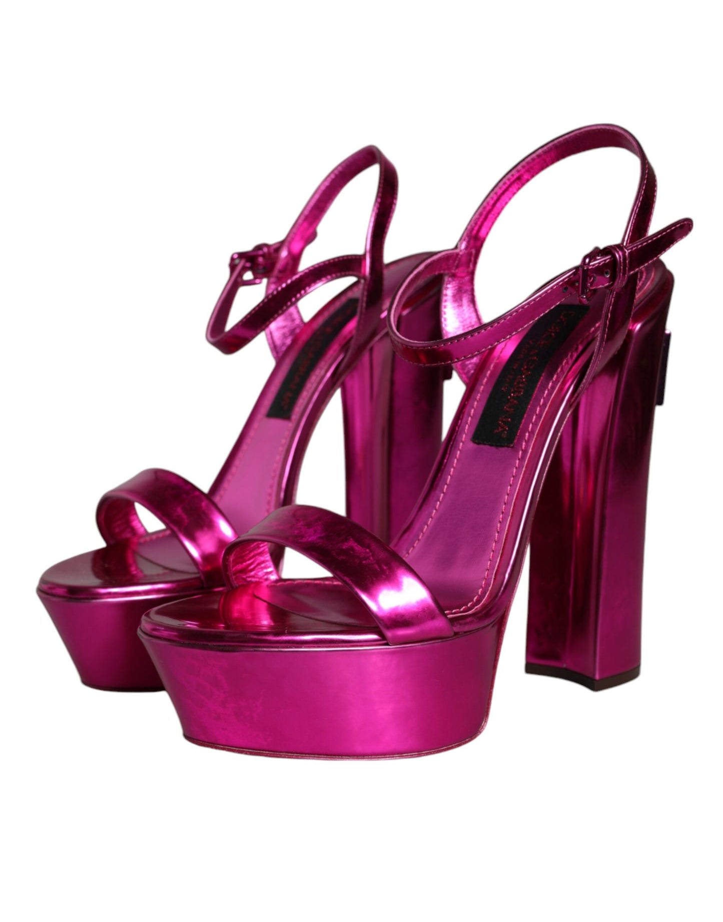 Sandalias con plataforma de piel fucsia y logo Keira de Dolce &amp; Gabbana