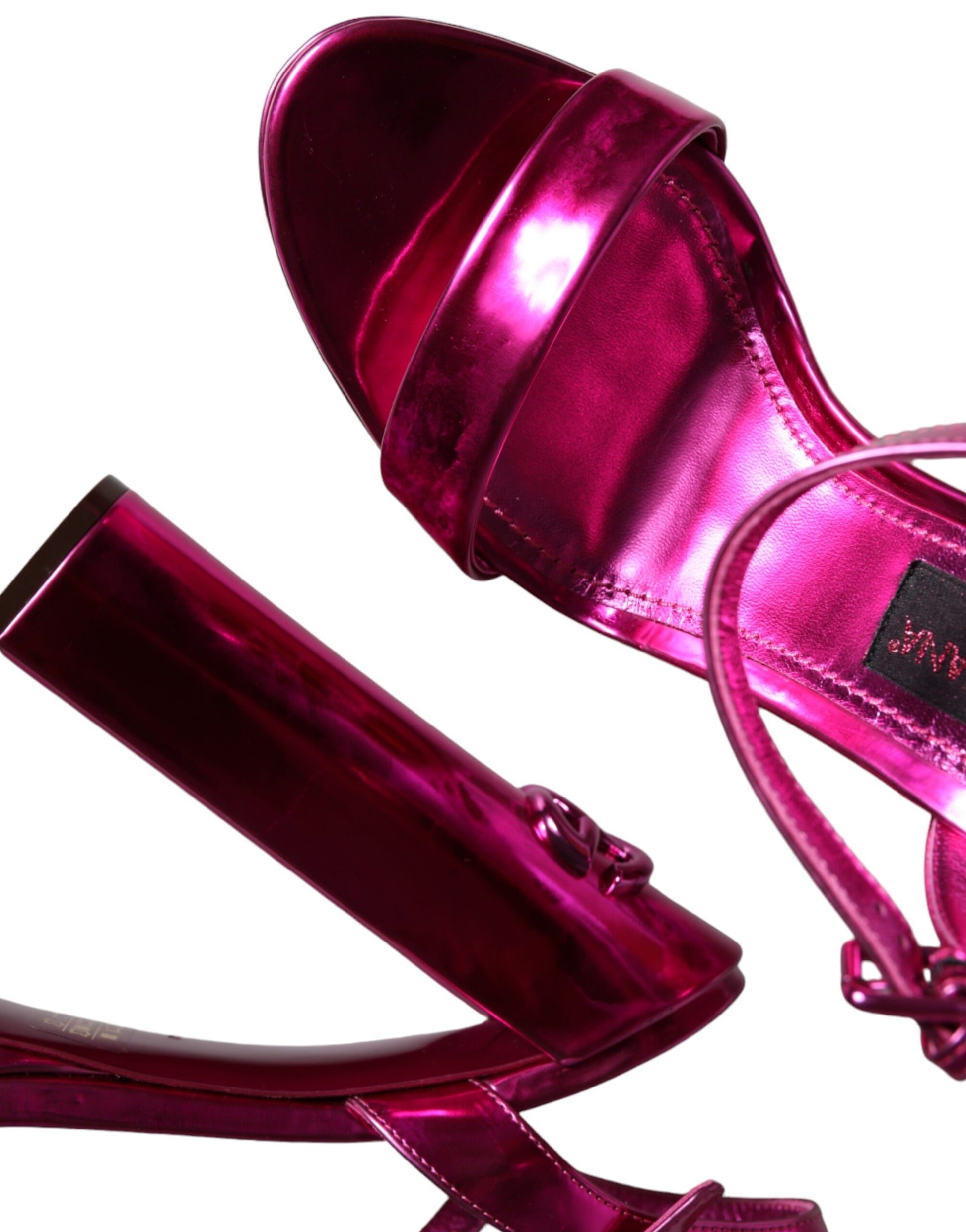 Sandalias con plataforma de piel fucsia y logo Keira de Dolce &amp; Gabbana