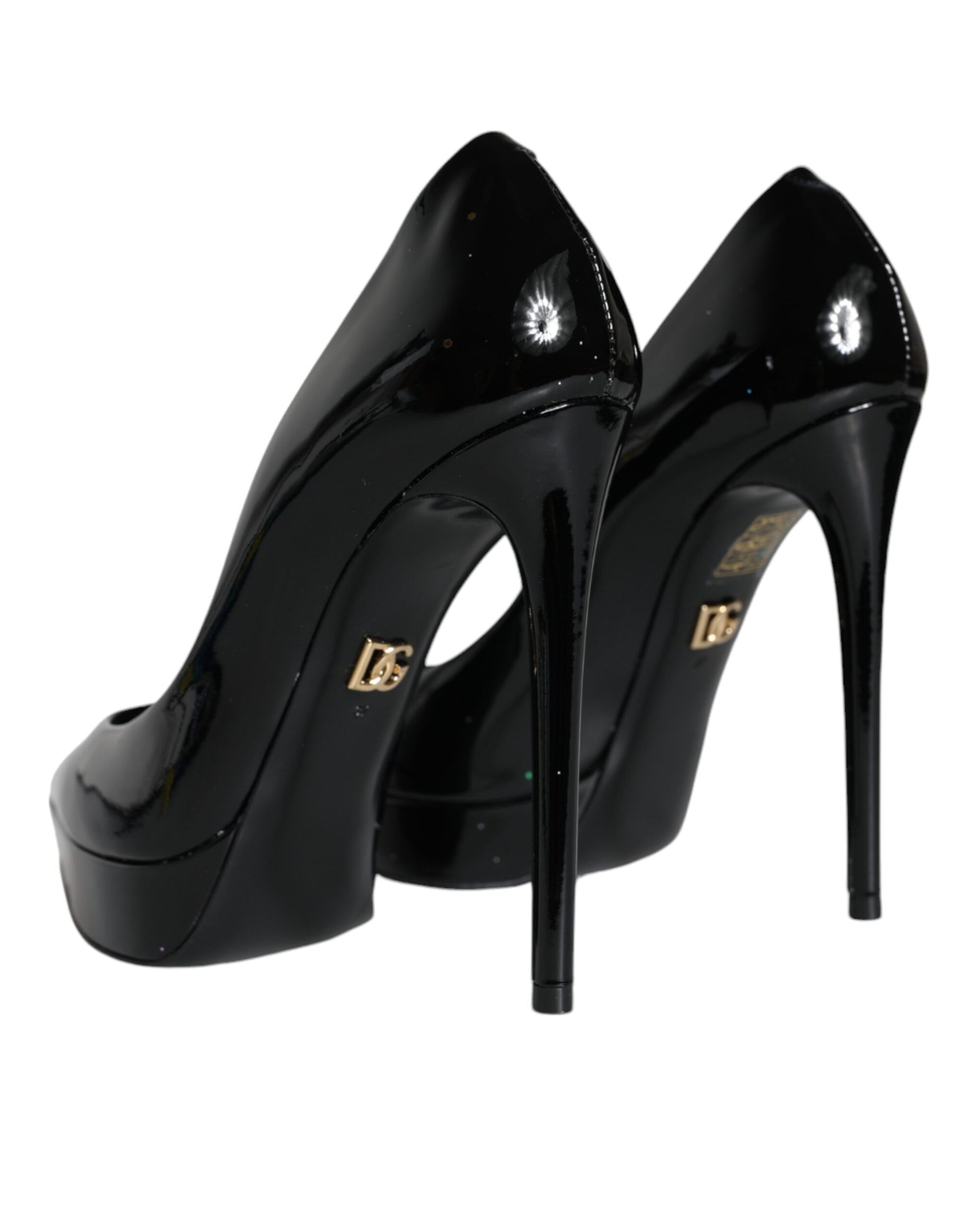 Dolce & Gabbana Black Leather Platform Heels Pumps Shoes