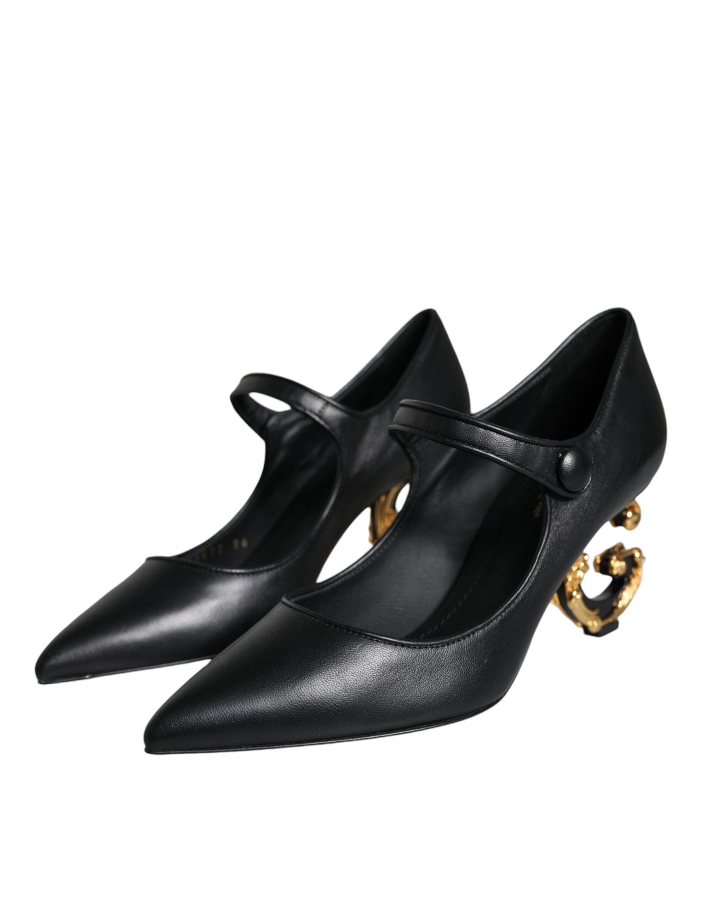 Zapatos de tacón Mary Jane con logo en cuero negro de Dolce &amp; Gabbana