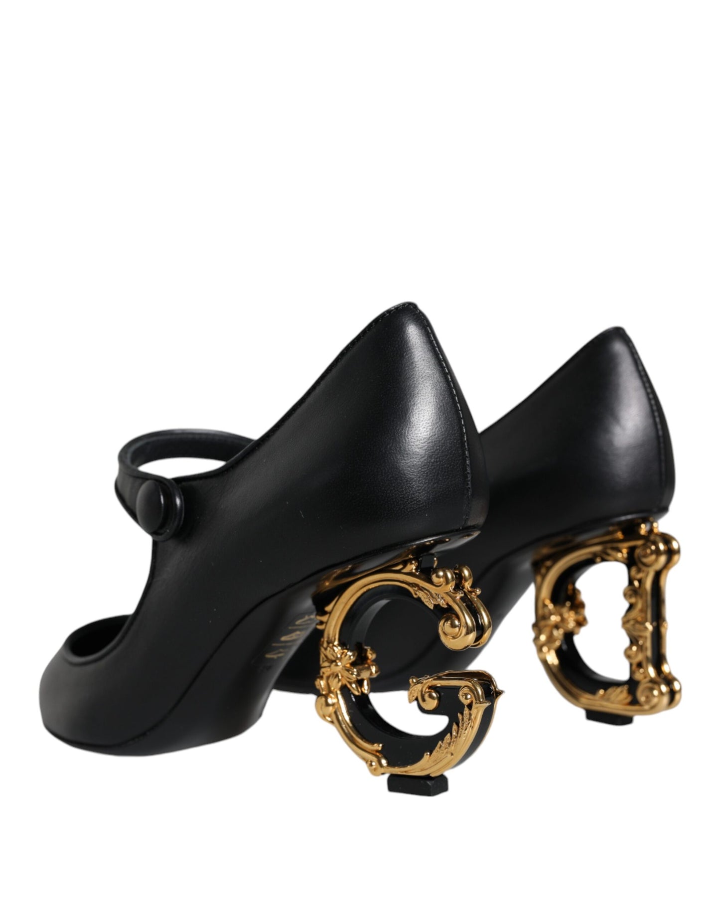 Zapatos de tacón Mary Jane con logo en cuero negro de Dolce &amp; Gabbana