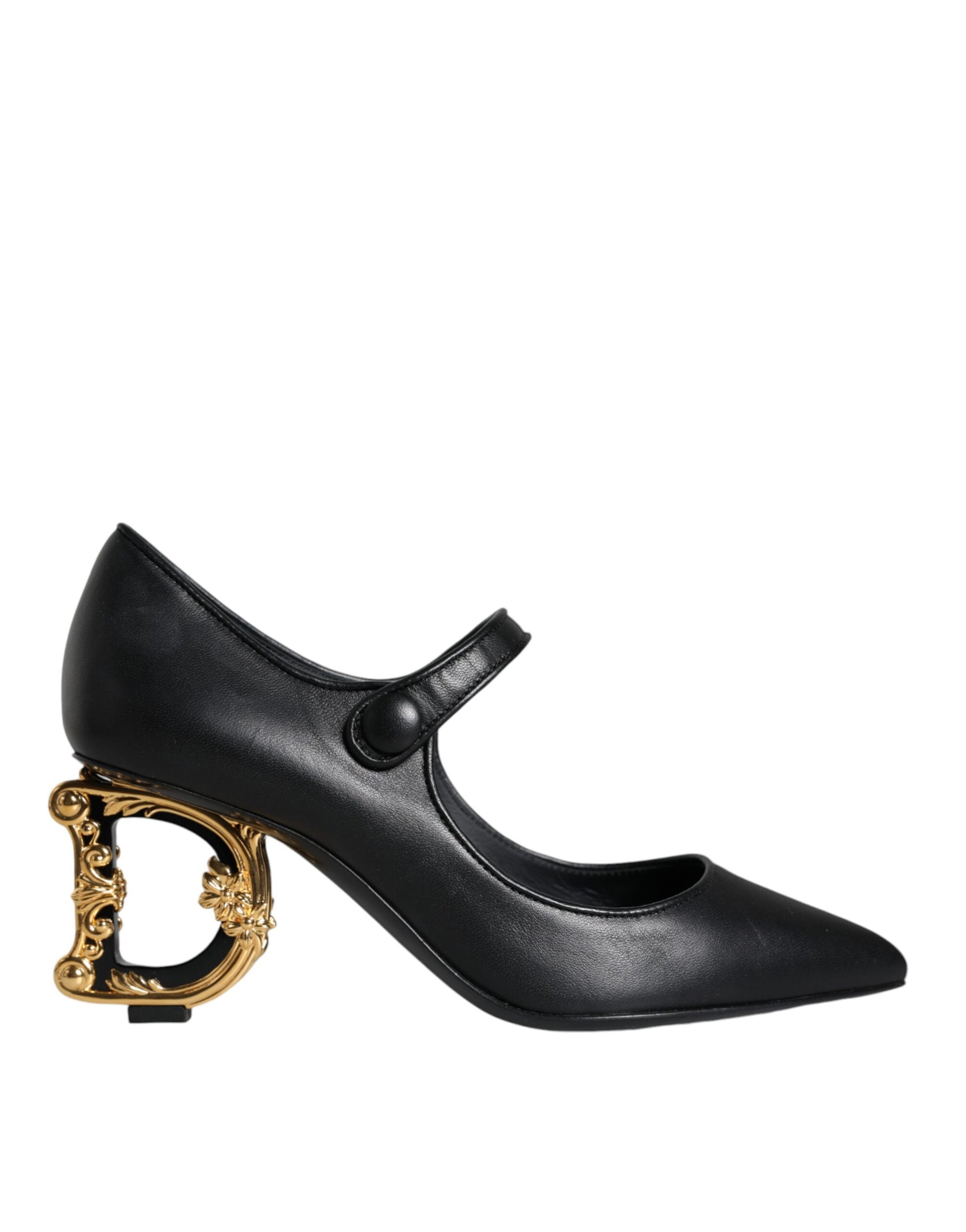 Zapatos de tacón Mary Jane con logo en cuero negro de Dolce &amp; Gabbana