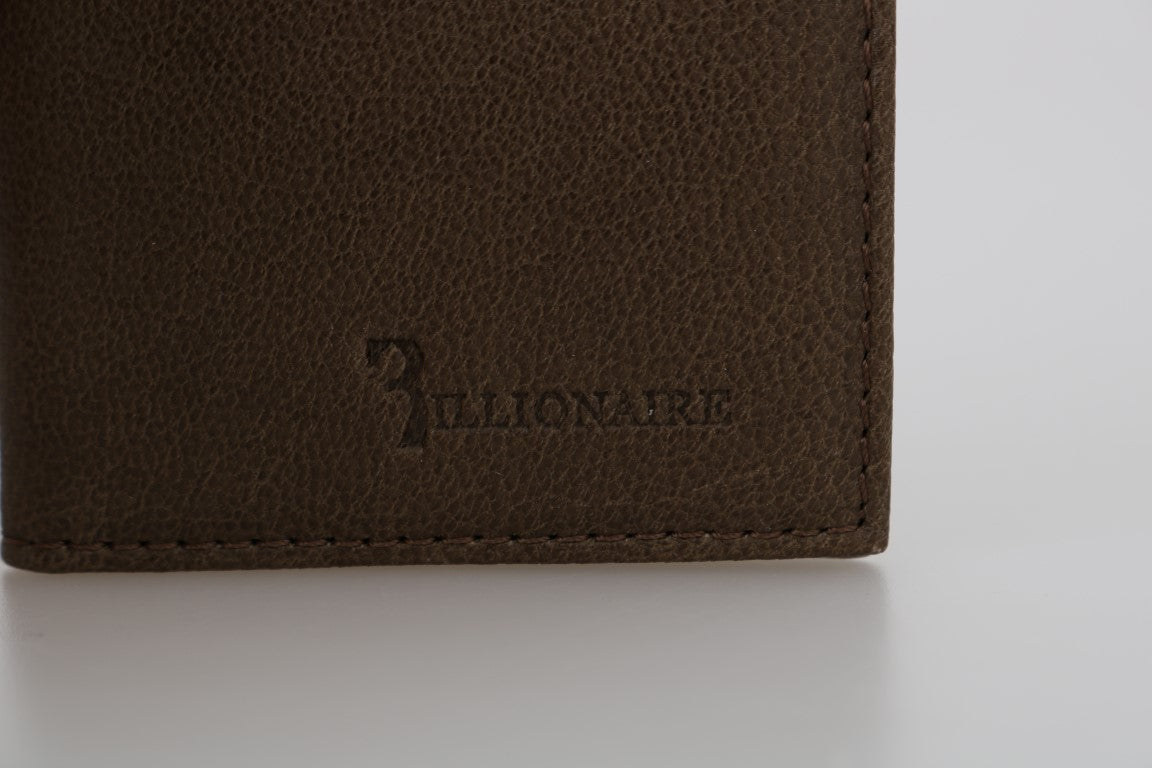 Billetera elegante de cuero marrón para hombre de Billionaire Italian Couture