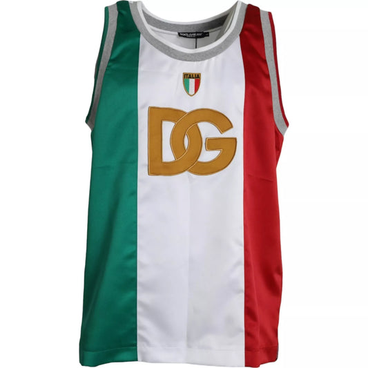 Camiseta sin mangas blanca y verde con bandera italiana de Dolce &amp; Gabbana