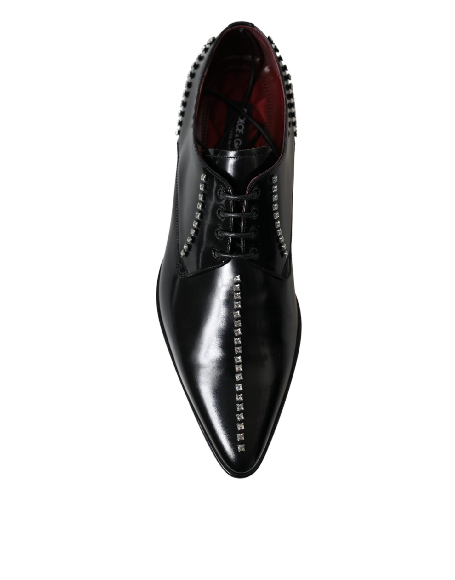 Zapatos formales de vestir con cristales y cuero negro de Dolce &amp; Gabbana