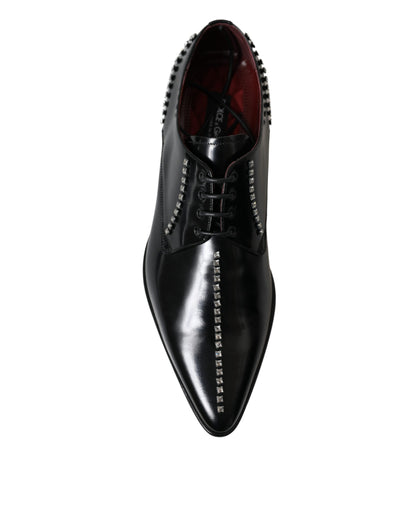 Zapatos formales de vestir con cristales y cuero negro de Dolce &amp; Gabbana