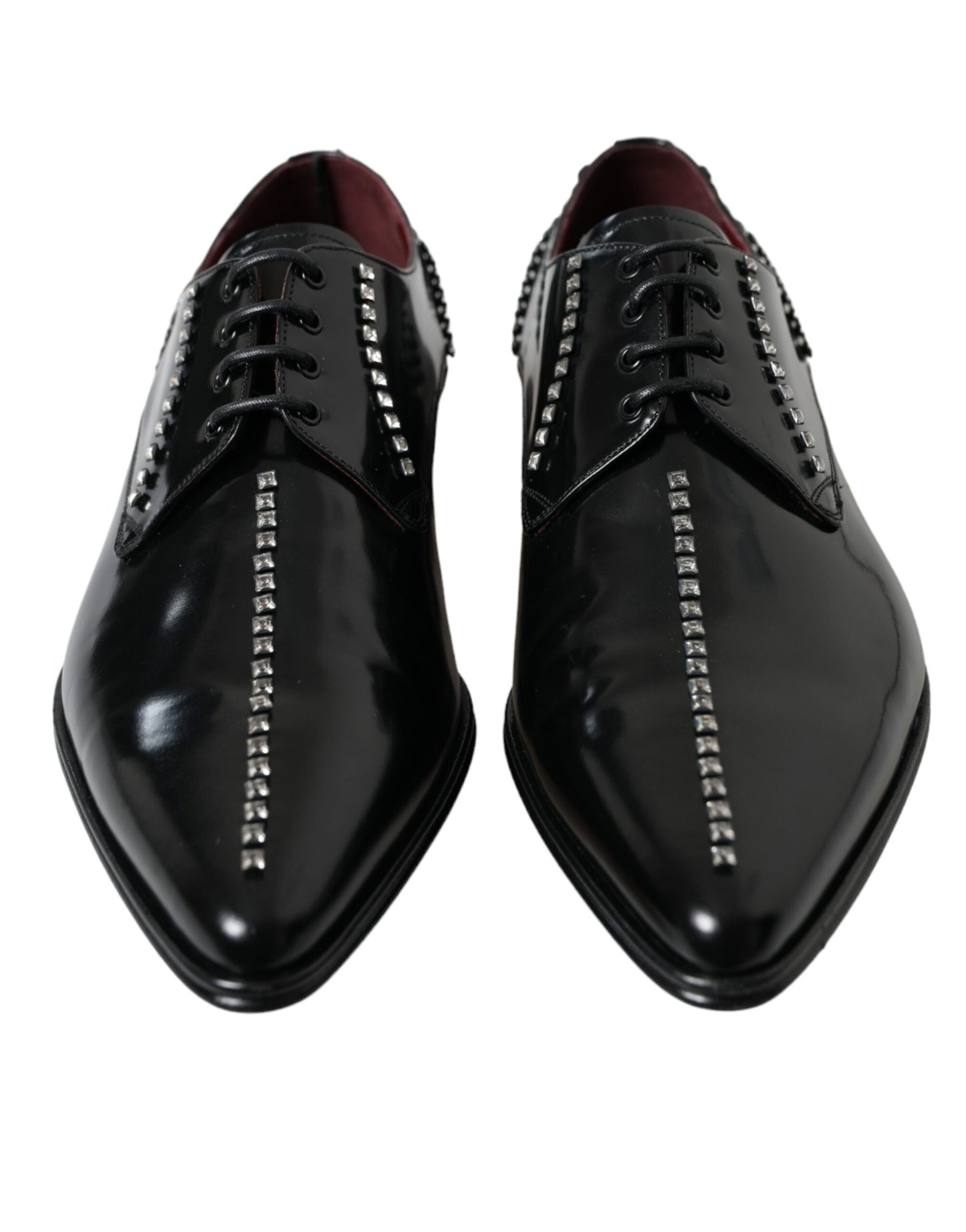 Zapatos formales de vestir con cristales y cuero negro de Dolce &amp; Gabbana
