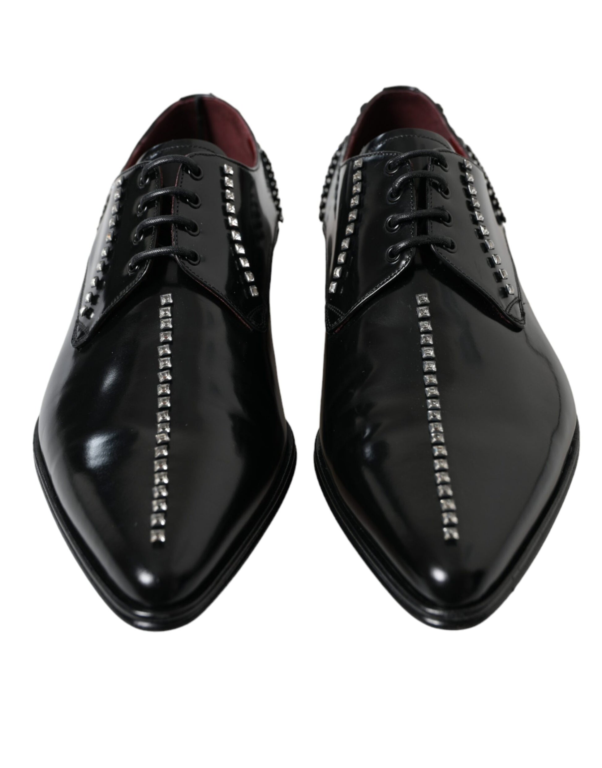 Zapatos formales de vestir con cristales y cuero negro de Dolce &amp; Gabbana