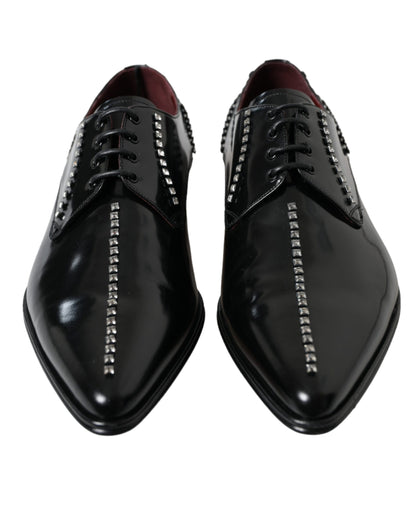 Zapatos formales de vestir con cristales y cuero negro de Dolce &amp; Gabbana
