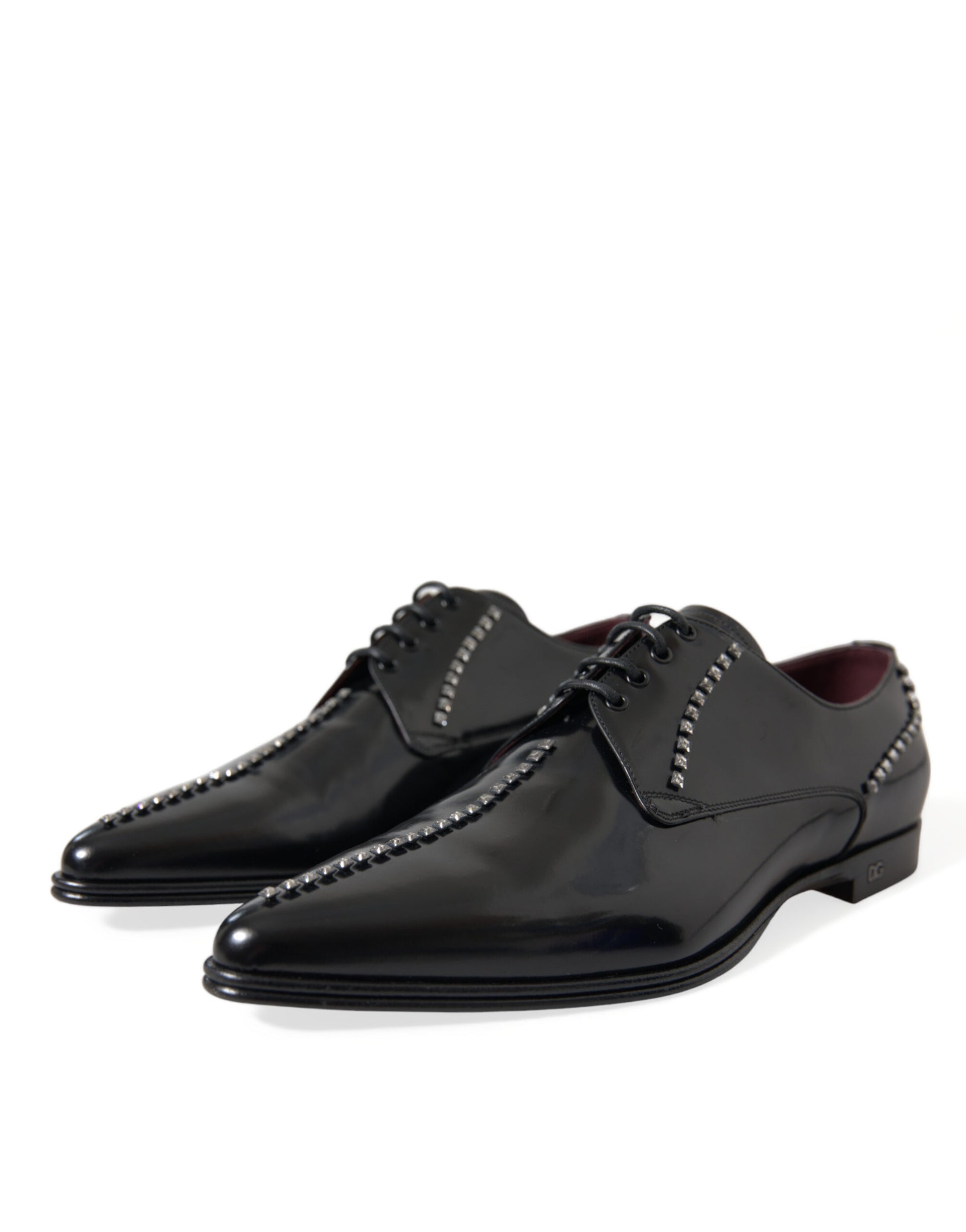 Zapatos formales de vestir con cristales y cuero negro de Dolce &amp; Gabbana