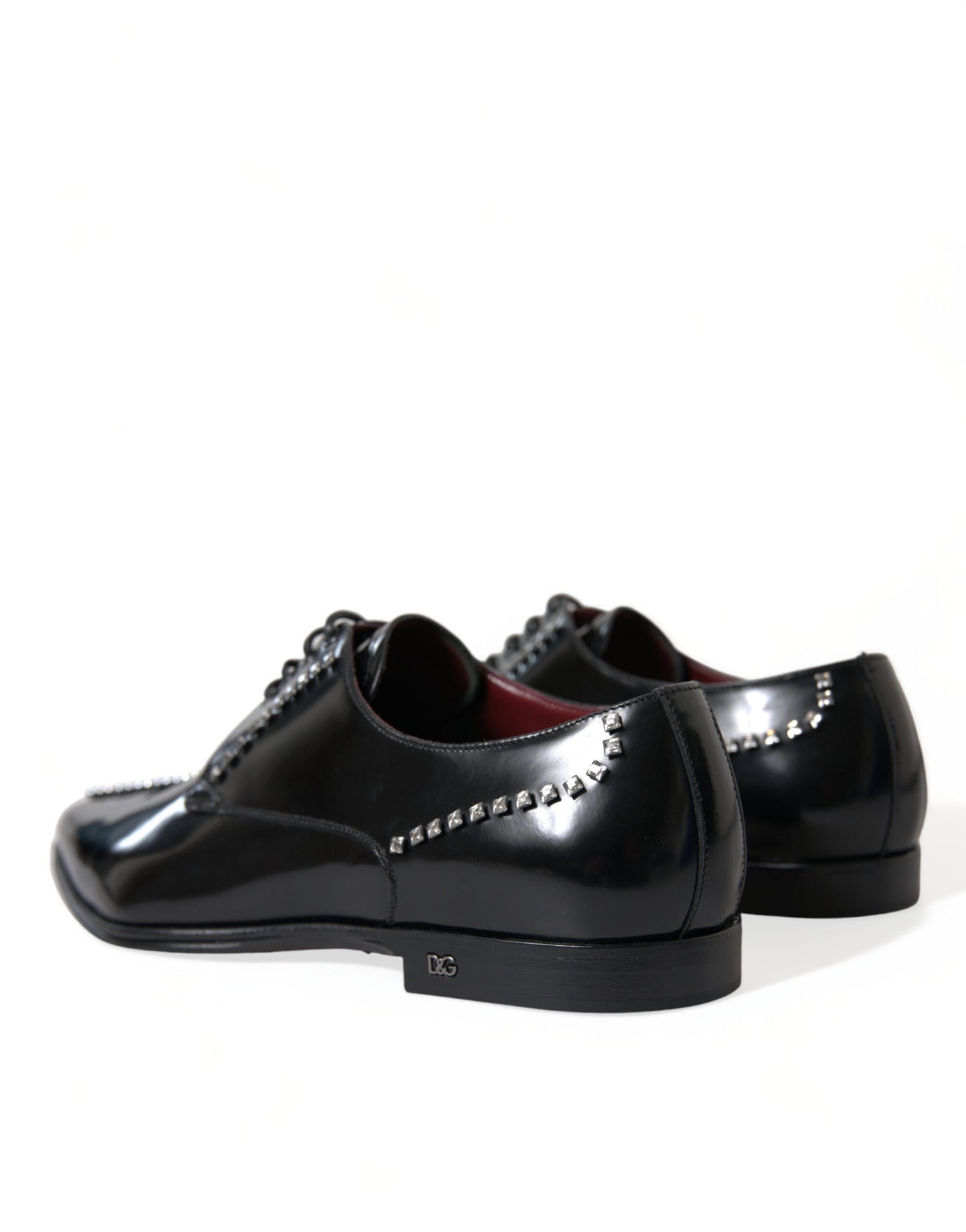 Zapatos formales de vestir con cristales y cuero negro de Dolce &amp; Gabbana
