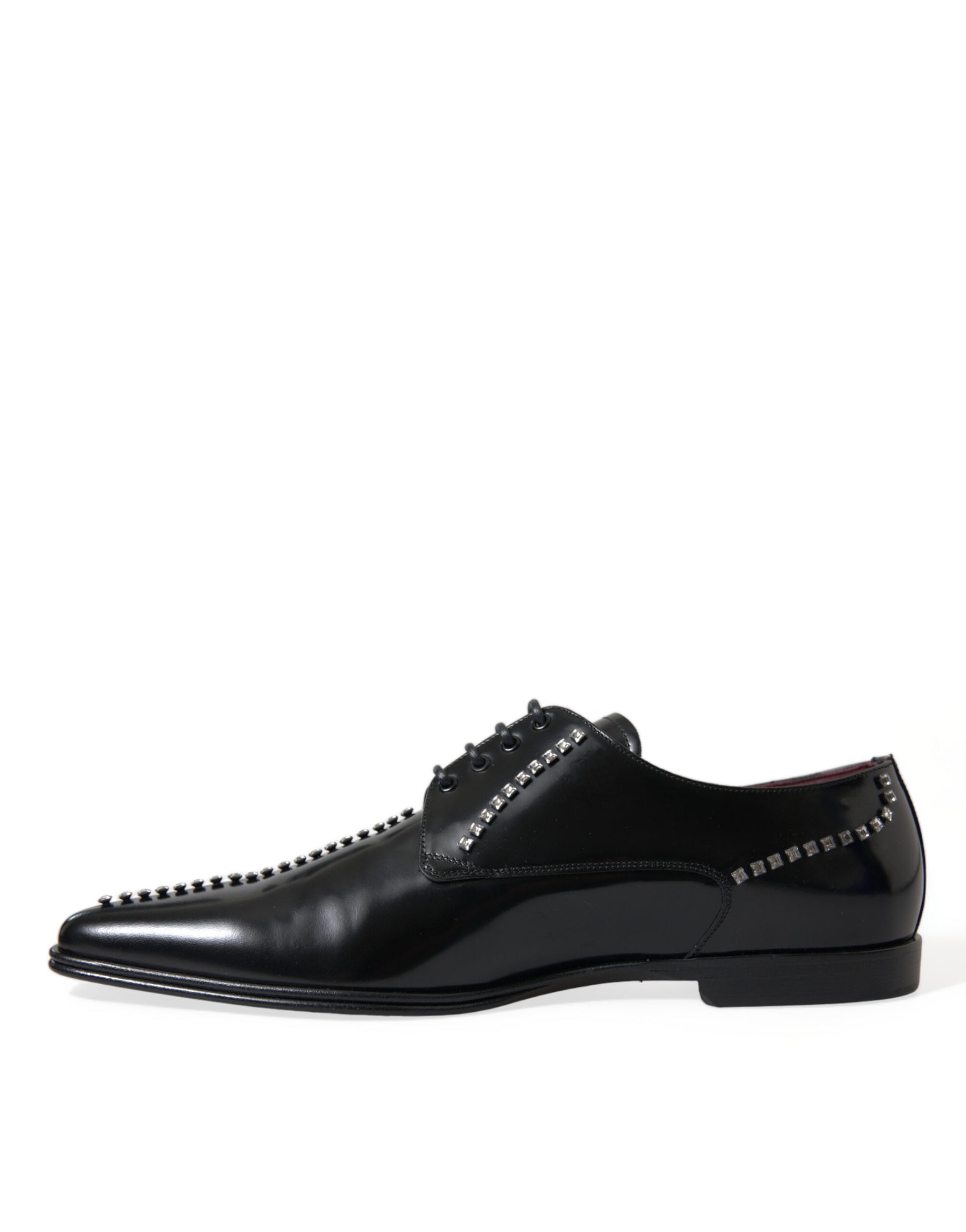Zapatos formales de vestir con cristales y cuero negro de Dolce &amp; Gabbana