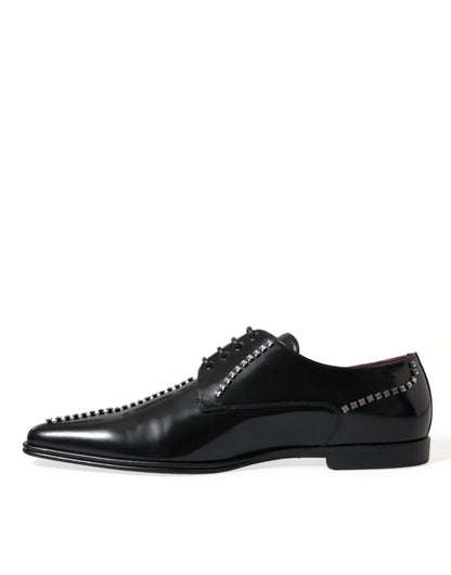 Zapatos formales de vestir con cristales y cuero negro de Dolce &amp; Gabbana