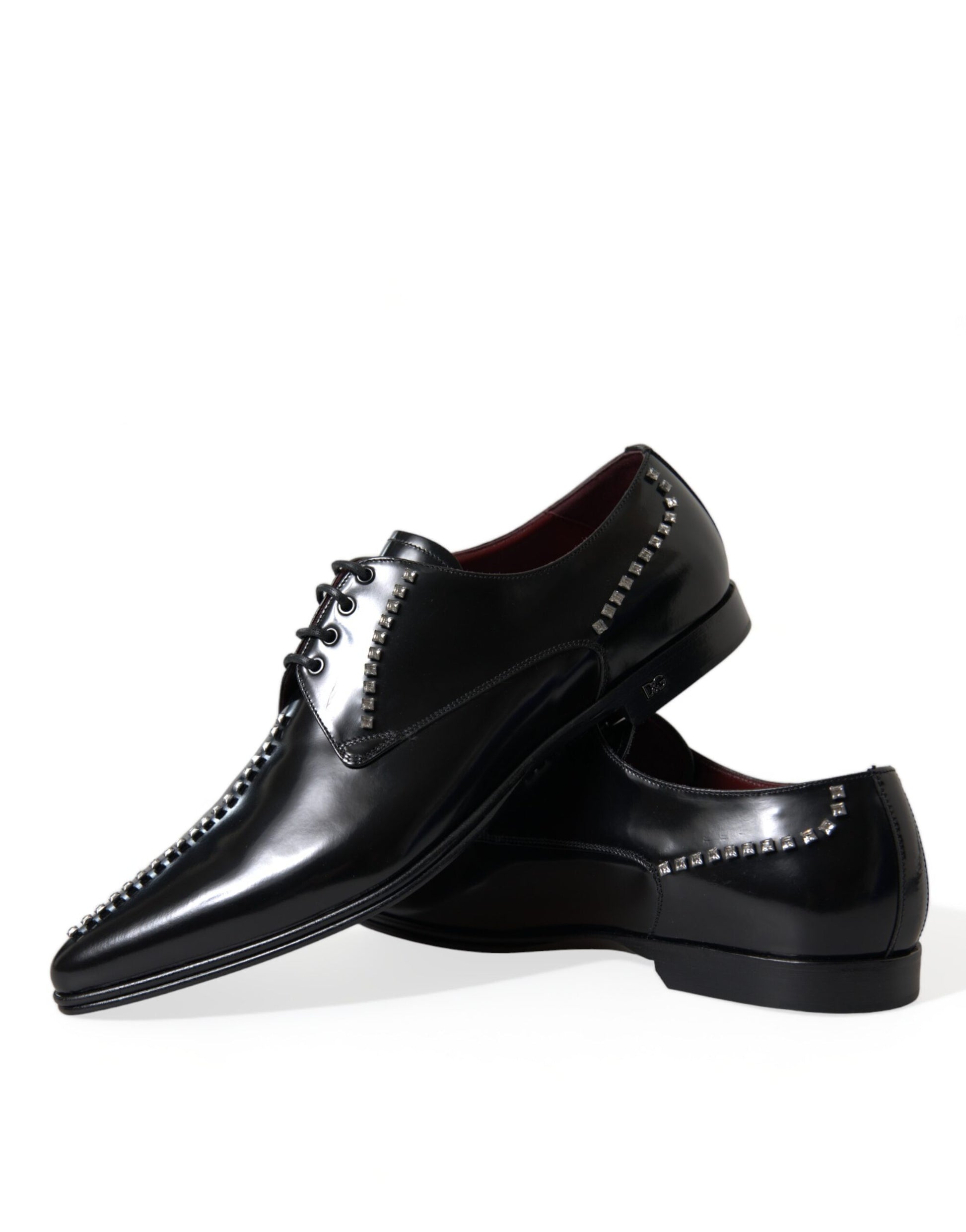 Zapatos formales de vestir con cristales y cuero negro de Dolce &amp; Gabbana