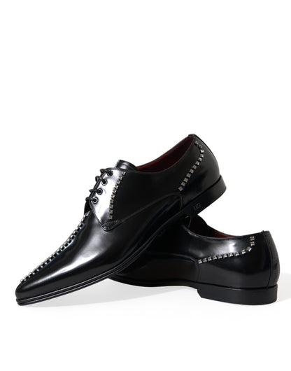 Zapatos formales de vestir con cristales y cuero negro de Dolce &amp; Gabbana
