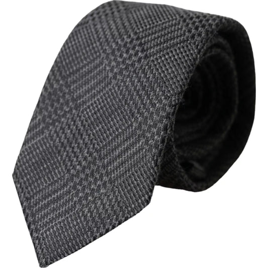 Corbata ajustable de seda con estampado de cuadros escoceses en gris oscuro de Dolce &amp; Gabbana para hombre