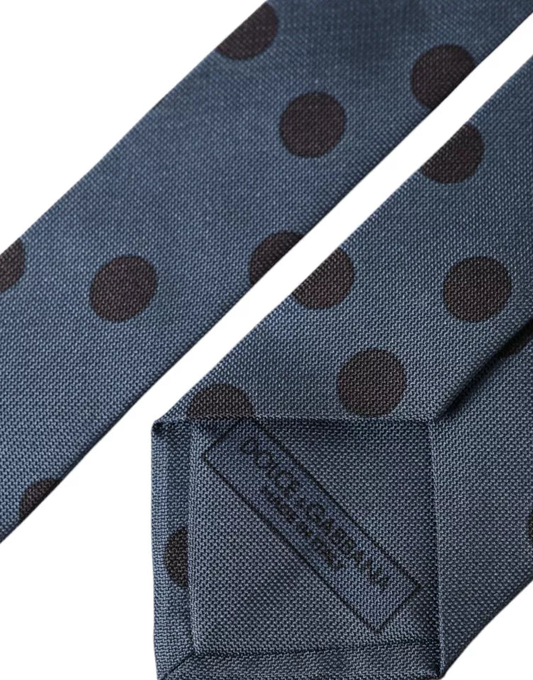 Corbata ajustable de seda con lunares en azul y negro para hombre de Dolce &amp; Gabbana