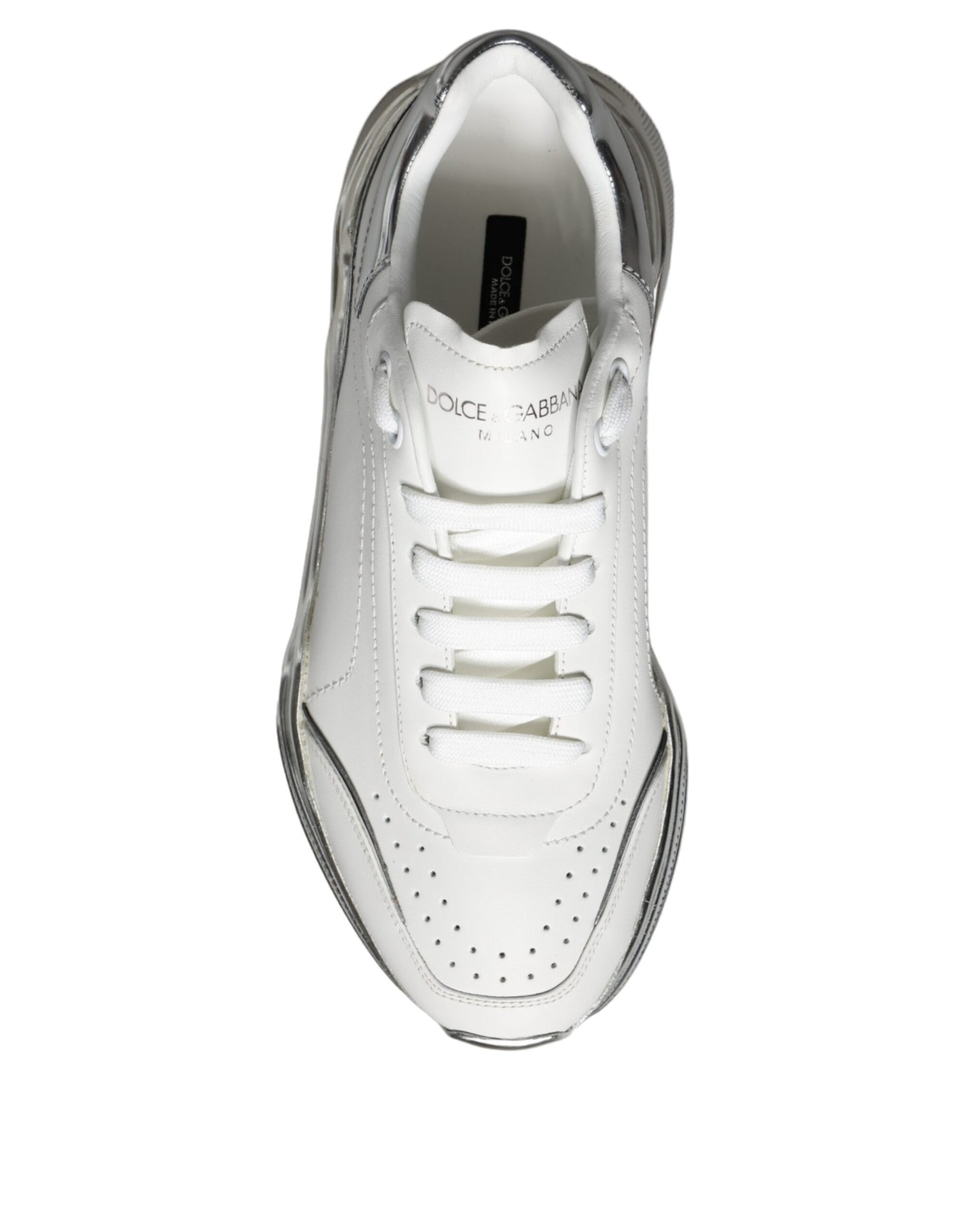 Zapatillas deportivas Daymaster de piel en color blanco y plateado de Dolce &amp; Gabbana