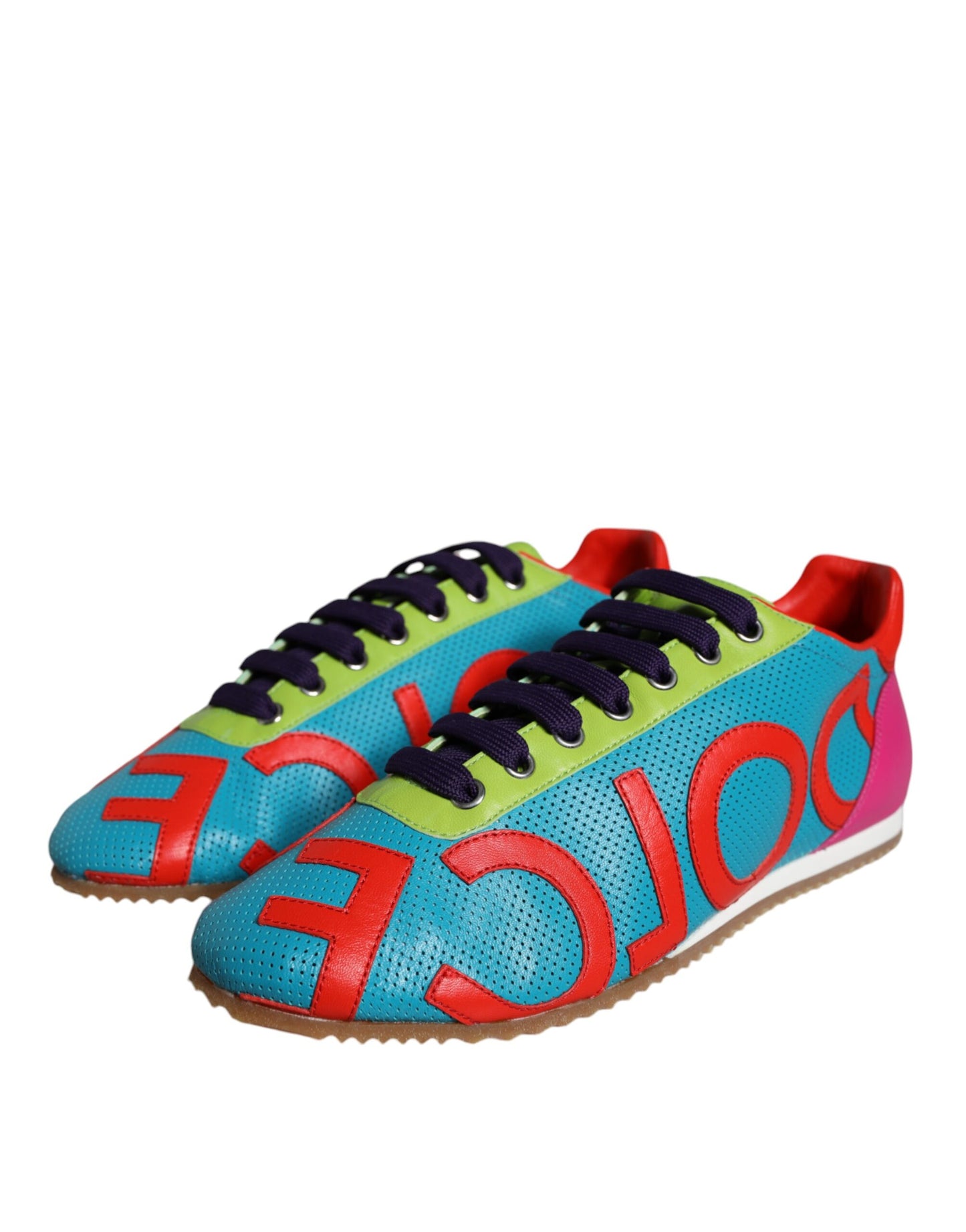 Zapatillas deportivas casuales con logotipo de cuero multicolor de Dolce &amp; Gabbana