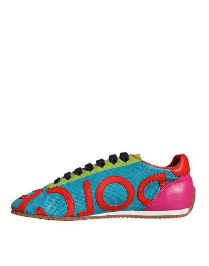 Zapatillas deportivas casuales con logotipo de cuero multicolor de Dolce &amp; Gabbana