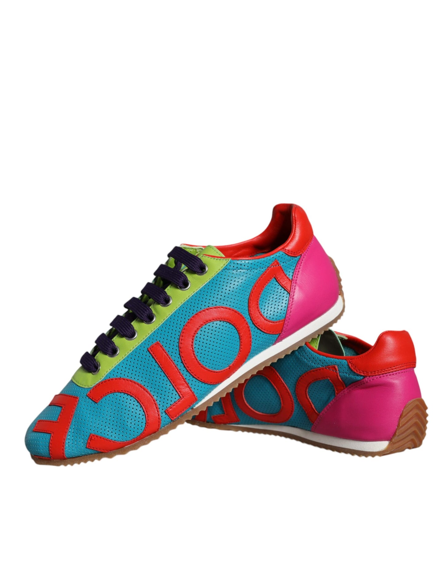 Zapatillas deportivas casuales con logotipo de cuero multicolor de Dolce &amp; Gabbana