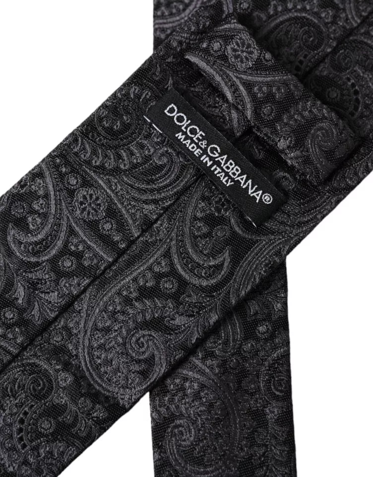 Corbata ajustable para hombre 100 % seda con estampado gris de Dolce &amp; Gabbana