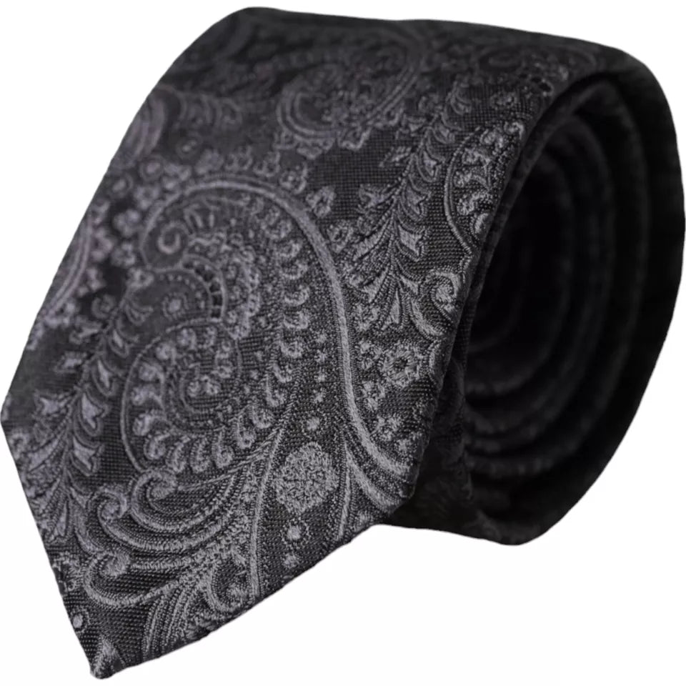 Corbata ajustable para hombre 100 % seda con estampado gris de Dolce &amp; Gabbana