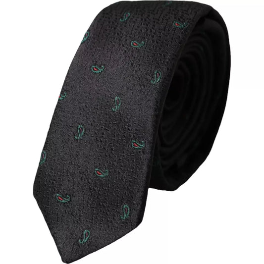 Corbata ajustable para hombre 100 % seda fantasía negra de Dolce &amp; Gabbana