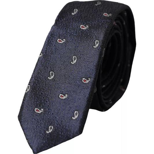 Corbata ajustable para hombre de seda 100 % fantasía azul oscuro de Dolce &amp; Gabbana