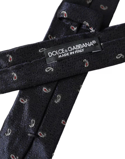 Dolce & Gabbana Dark Blue Fantasy 100% Silk Adjustable Men Tie