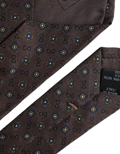 Corbata ajustable con logotipo de la marca en seda marrón de Dolce &amp; Gabbana para hombre