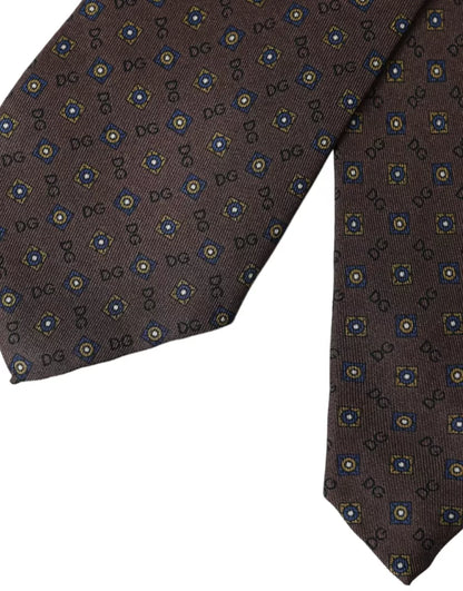 Corbata ajustable con logotipo de la marca en seda marrón de Dolce &amp; Gabbana para hombre