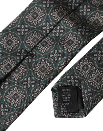 Corbata ajustable para hombre 100 % seda con estampado verde de Dolce &amp; Gabbana