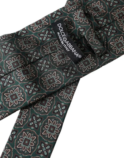 Corbata ajustable para hombre 100 % seda con estampado verde de Dolce &amp; Gabbana