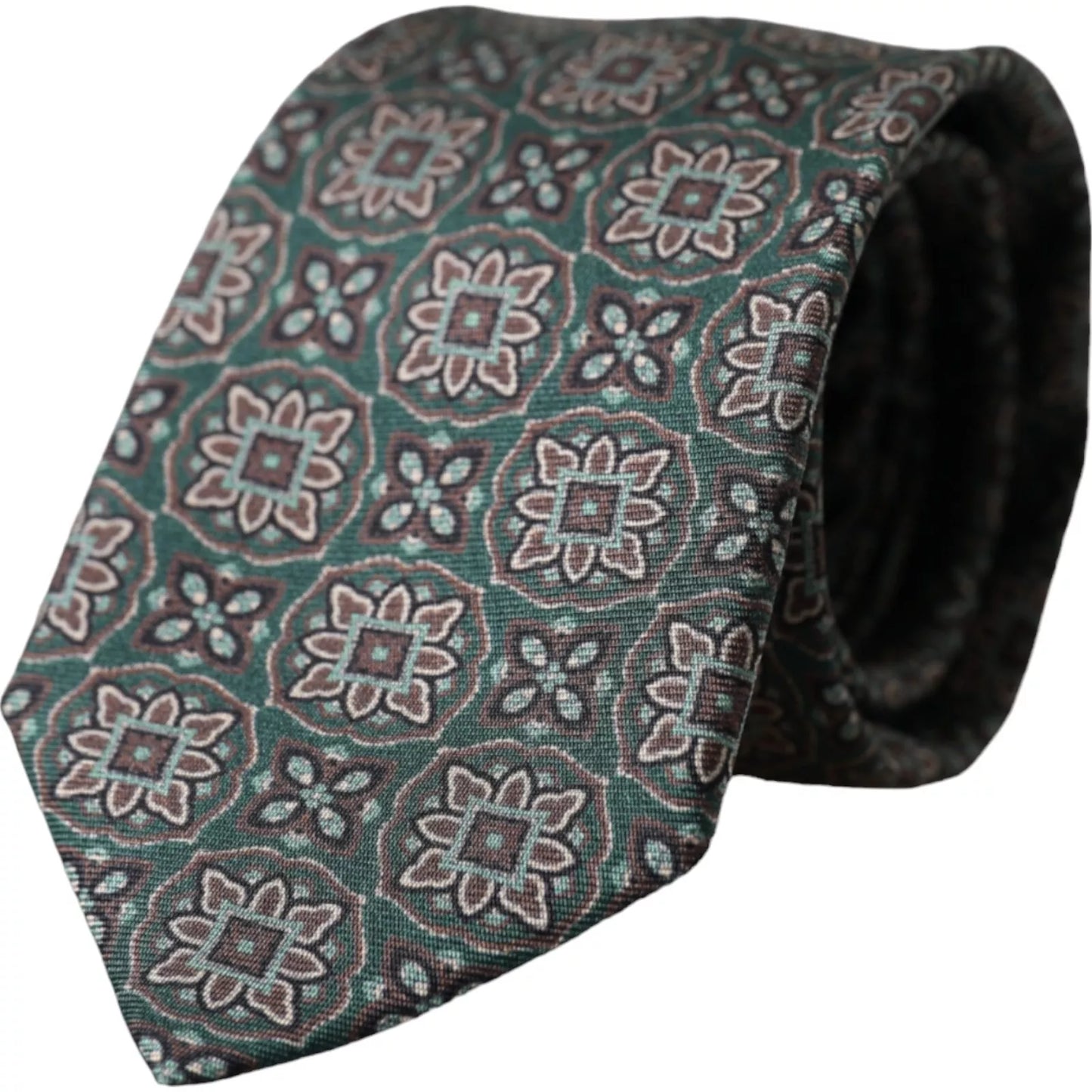 Corbata ajustable para hombre 100 % seda con estampado verde de Dolce &amp; Gabbana