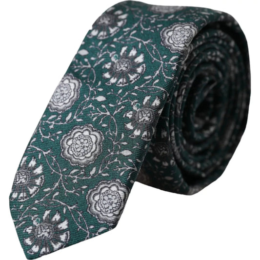 Corbata ajustable de seda con estampado floral verde de Dolce &amp; Gabbana para hombre