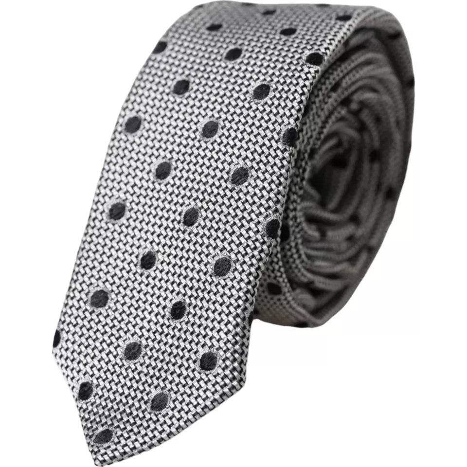 Corbata ajustable de seda de fantasía con lunares blancos y negros para hombre de Dolce &amp; Gabbana