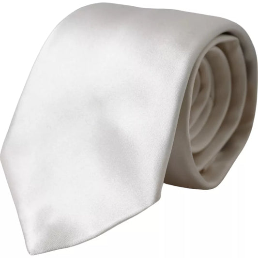 Corbata ajustable de seda satinada blanca para hombre de Dolce &amp; Gabbana