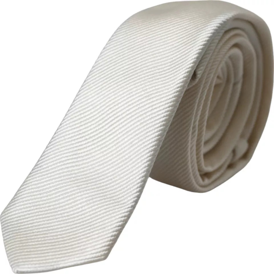 Corbata ajustable Dolce &amp; Gabbana de seda 100 % blanca lisa